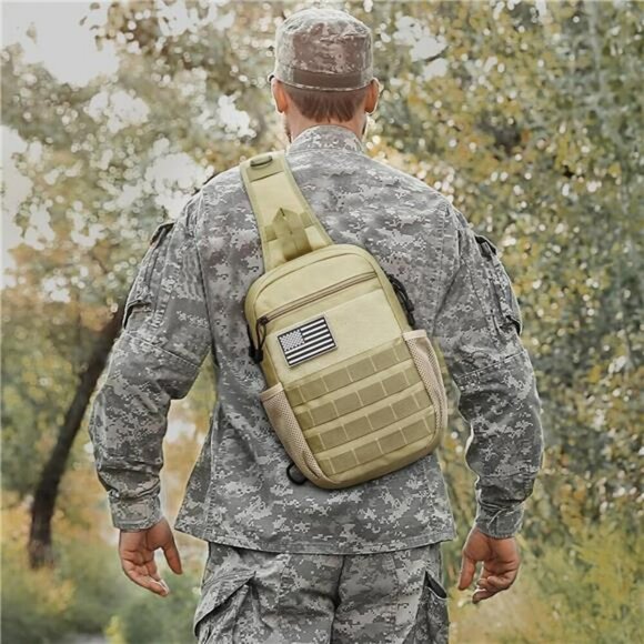 Tactical Sling Backpack Small Shoulder Bag for Hiking Travel Outdoor Sports - Picture 2 of 8